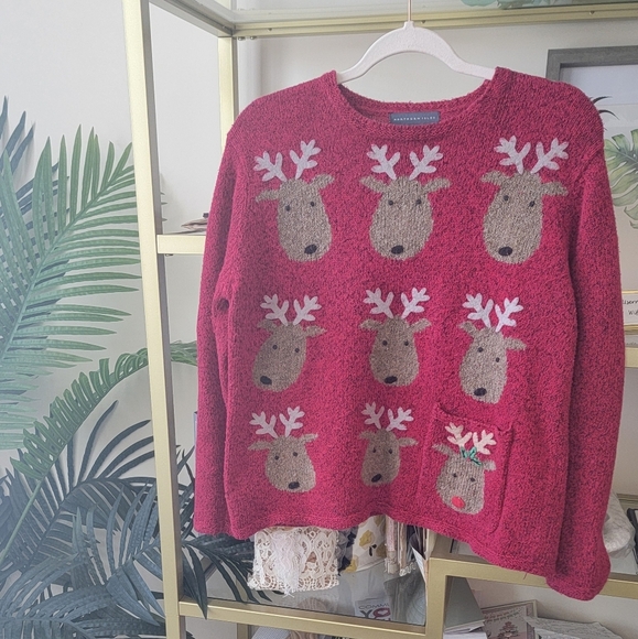 Vintage Northen Isle Signature Rudolph Red Christmas Sweater - Size Medium - Picture 2 of 7